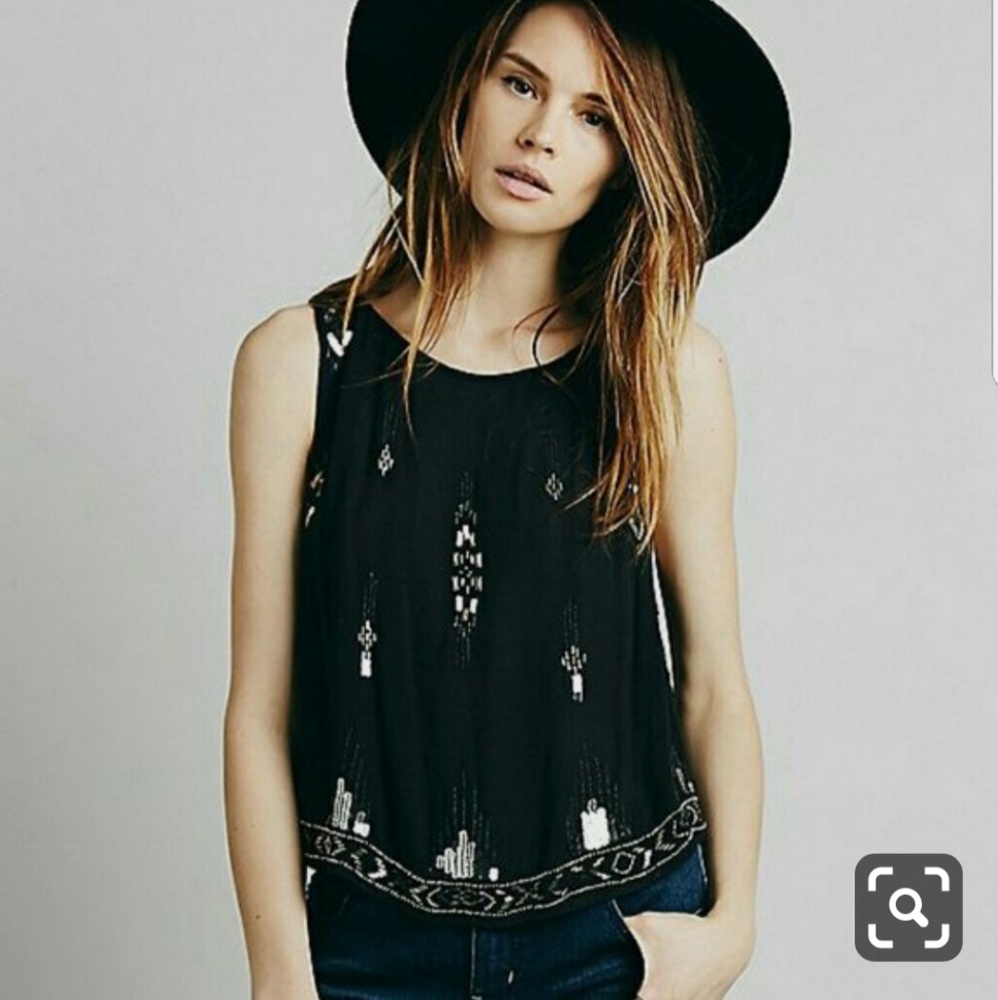 Free people beaded button split side tank